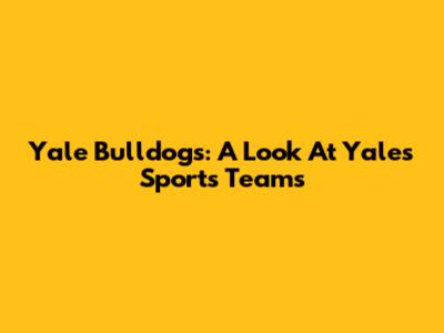 Yale Bulldogs: A Look At Yale's Sports Teams